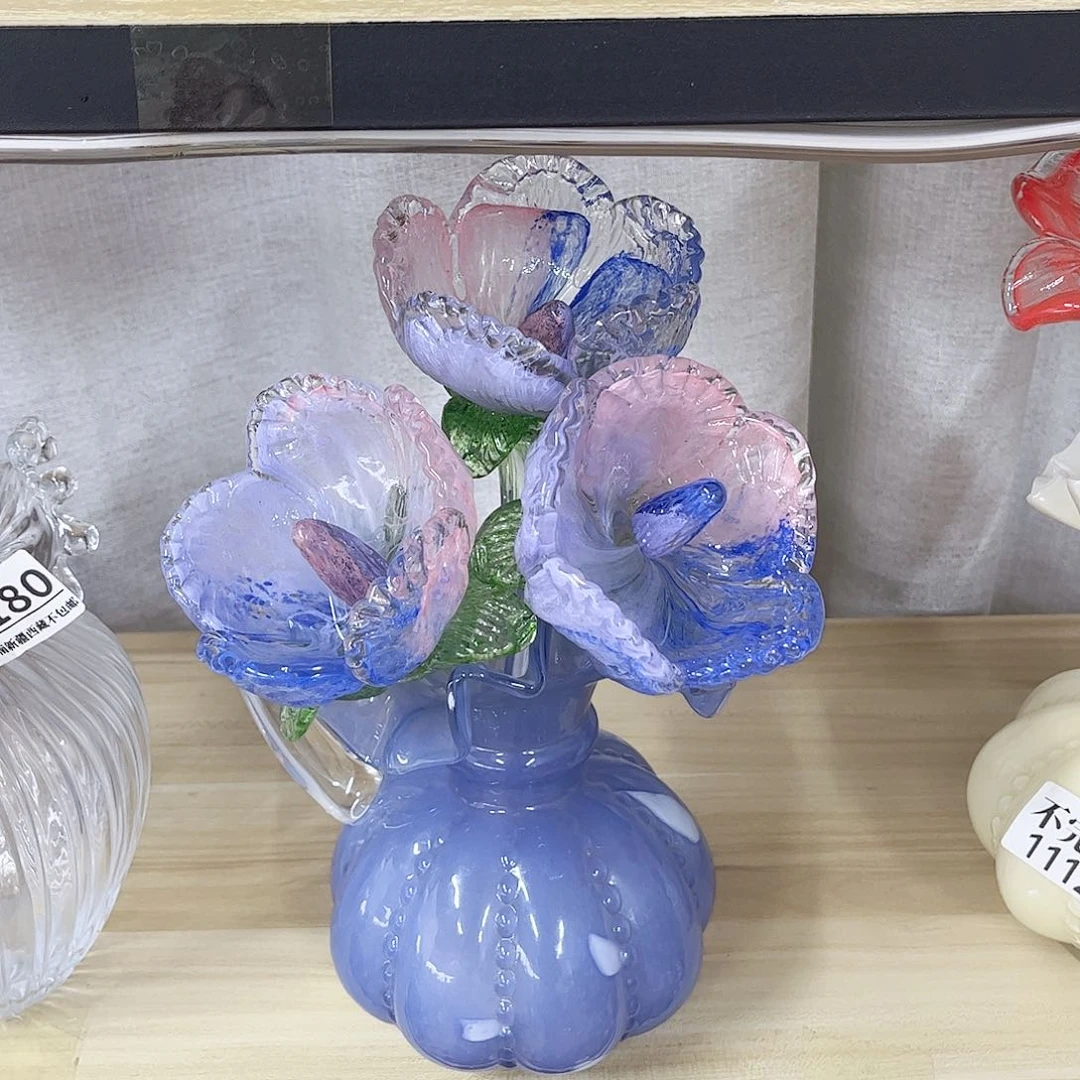 3花1瓶 家悦琉璃花瓶摆件瓶高19厘米