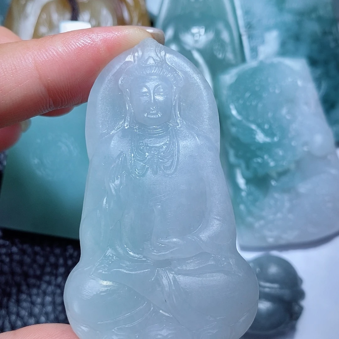 定制翡翠未镶嵌毛货付款后确认抛光
