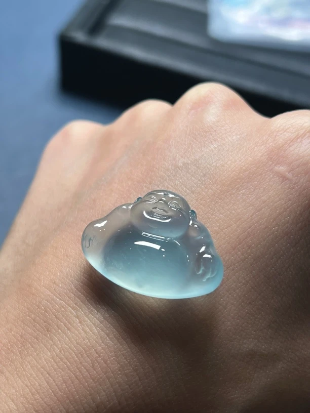 高冰玻天空蓝佛公吊坠20.4×28.3×8.6