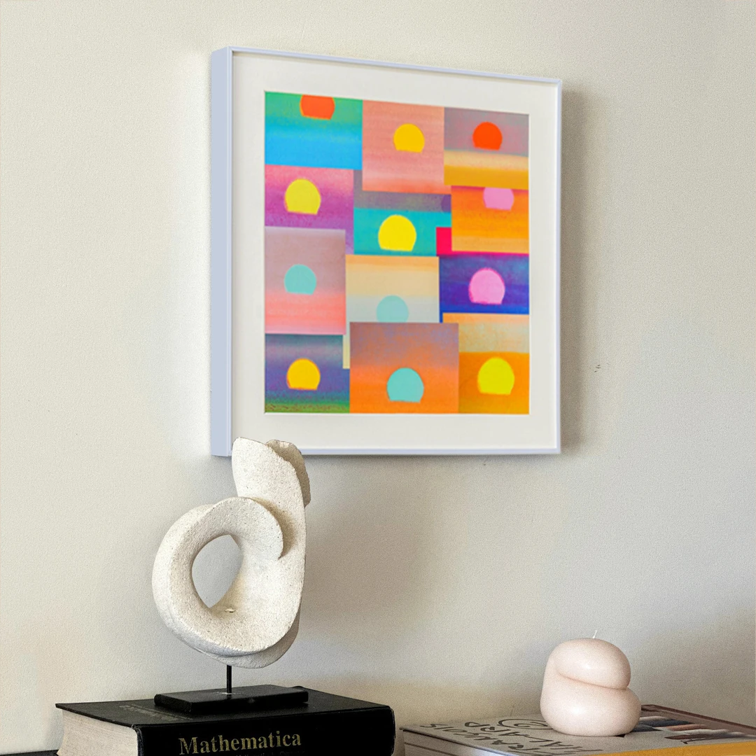 多巴胺安迪沃霍尔艺术作品北欧ins挂画抽象简约日出装饰画小众画
