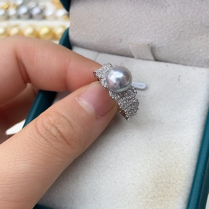 海水珍珠戒指银S925镶嵌