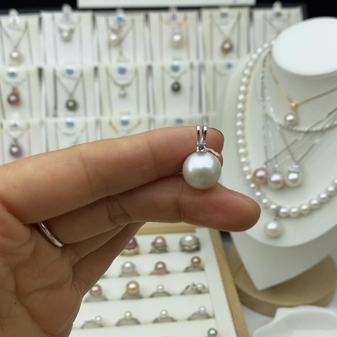 吊坠(不含链)银S925镶嵌淡水珍珠