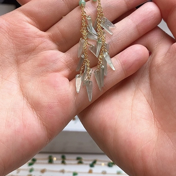 翡翠银S925镶嵌耳饰