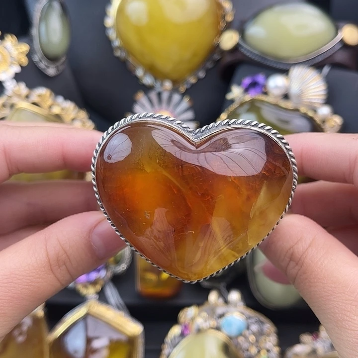 琥珀银S925镶嵌裸石