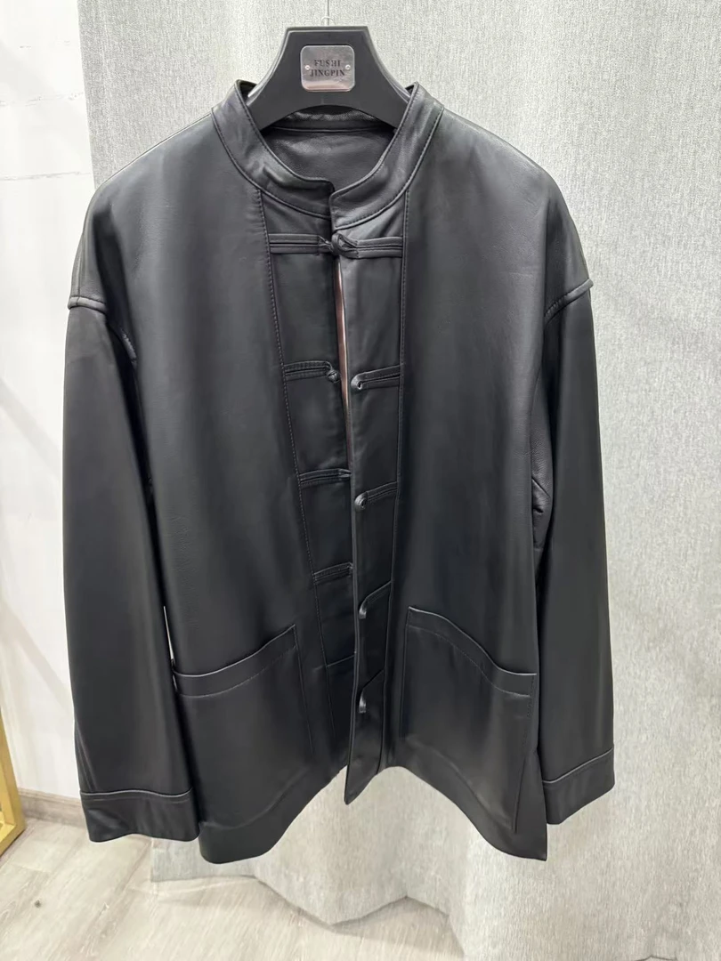 【甜甜专属】新风格面料拼接盘扣绵羊皮网红外套9270