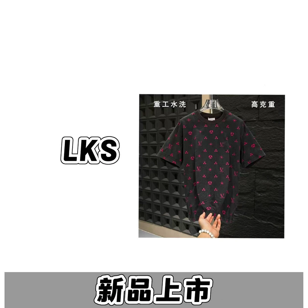 F43-【阿哲专属】-2025年新款高端轻奢重工水洗烧花百搭休闲短袖