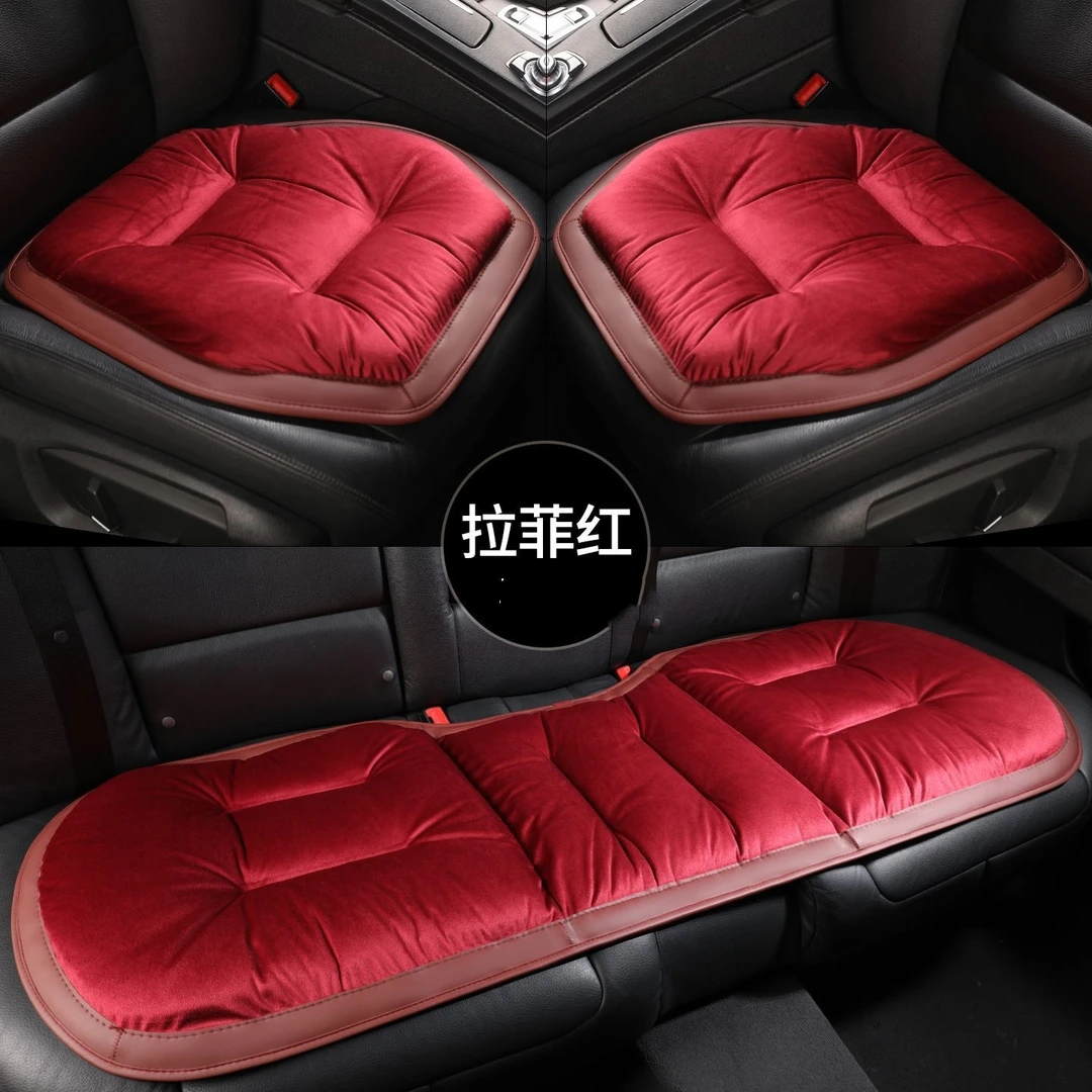 法兰绒汽车坐垫秋冬短毛绒单座长条坐加厚保暖坐垫冬季办公椅坐垫