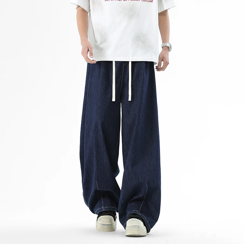 美式牛仔裤男夏季2025新款潮牌高街宽松休闲弯刀裤男生阔腿长裤潮