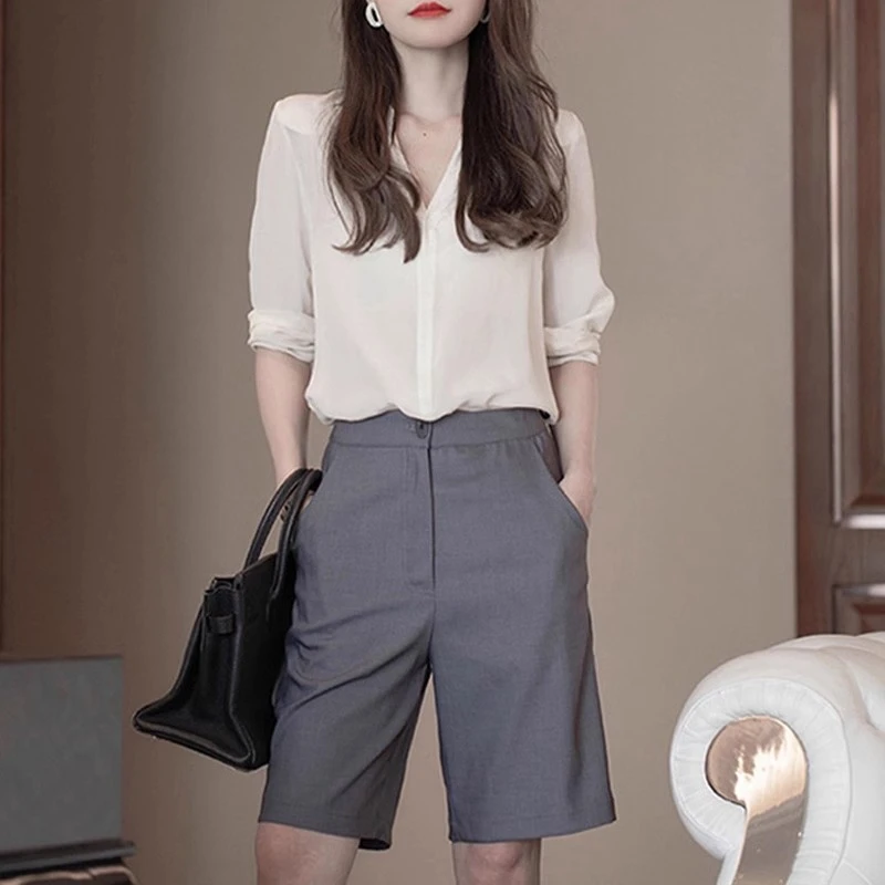 2025新款夏季女装西装短裤职场气质显瘦百搭直筒五分裤子薄轻熟风