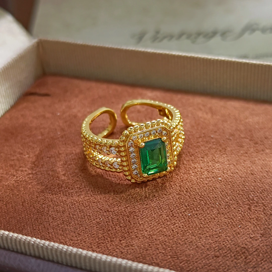 铜合金合成锆石戒指 WJH-008180【绽韵流光】戒指轻奢精致小众