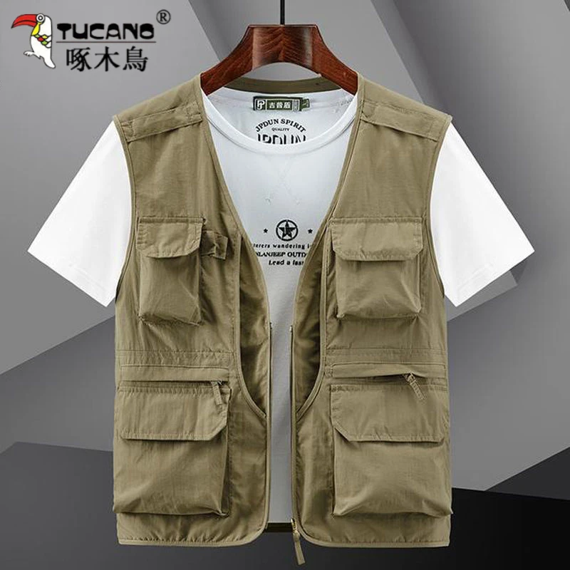 TUCANO/啄木鳥夏季薄款多口袋工装马甲户外马夹网眼透气坎肩速干
