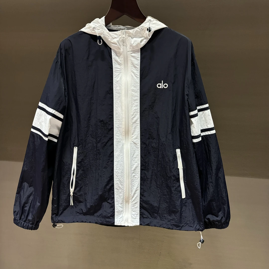 11号链接 2025新款蓝白拼色拉链连帽速干透气休闲外套BG-2825