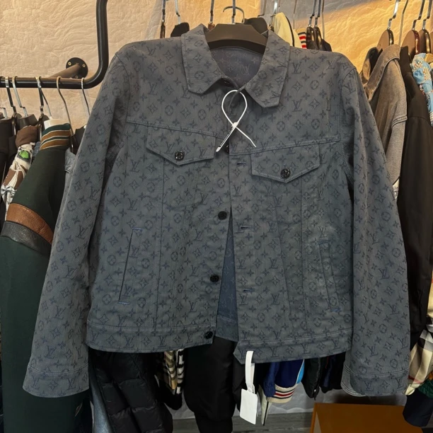 99新 LouisVuitton/路易威登 lv满印三花蓝色牛仔外套 56码