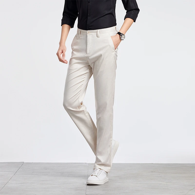 M.SHANG.J.X/慕尚.纪禧夏季中弹力薄款休闲裤百搭宽松直筒商务