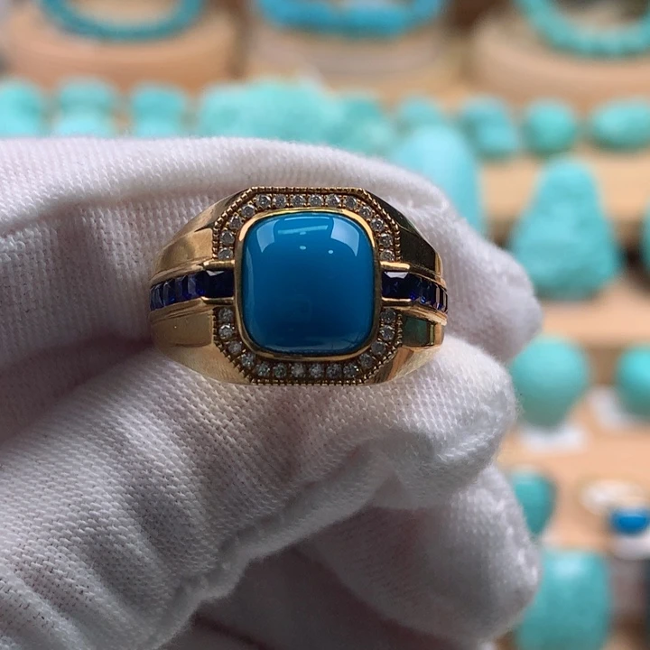 绿松石18K金镶嵌珠宝奇石