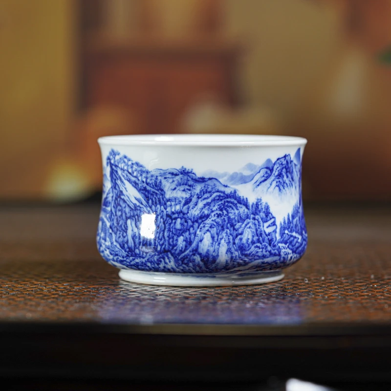 【小乔赏瓷】林涛小馆青花辋川图钱袋子茶杯王ltxg101