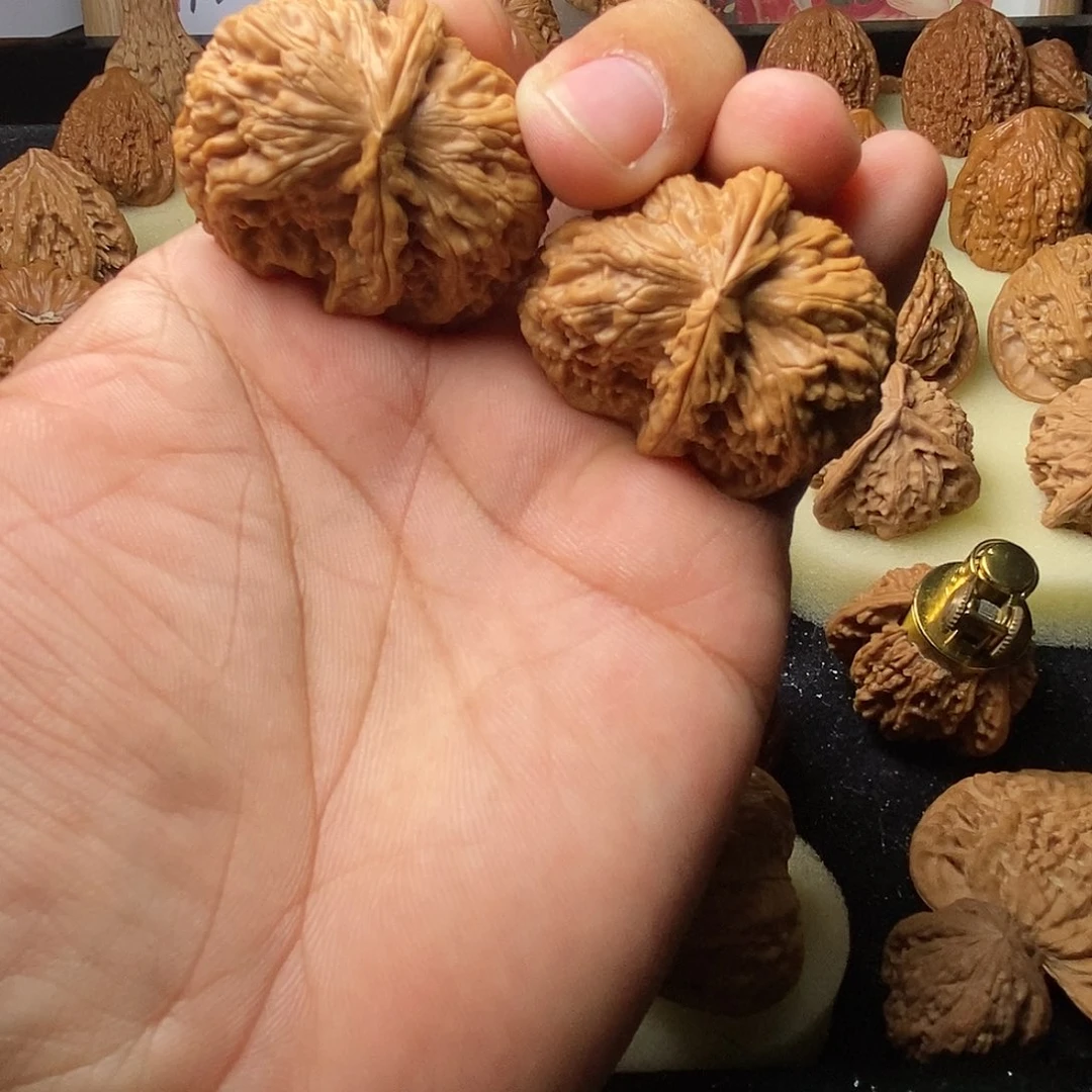 文玩核桃把件真*了白狮子半壁