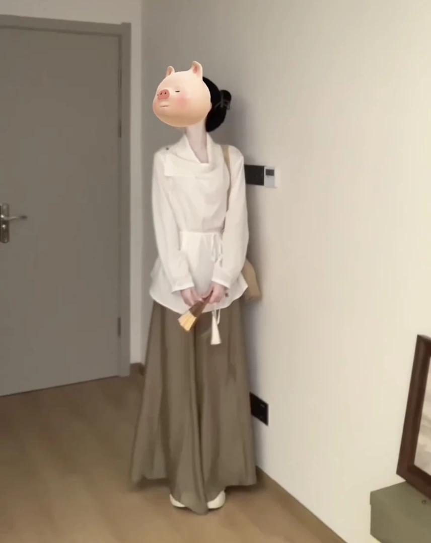 2025年春季新款高级感气质白色衬衫女高腰巨显瘦阔腿裤子两件套女