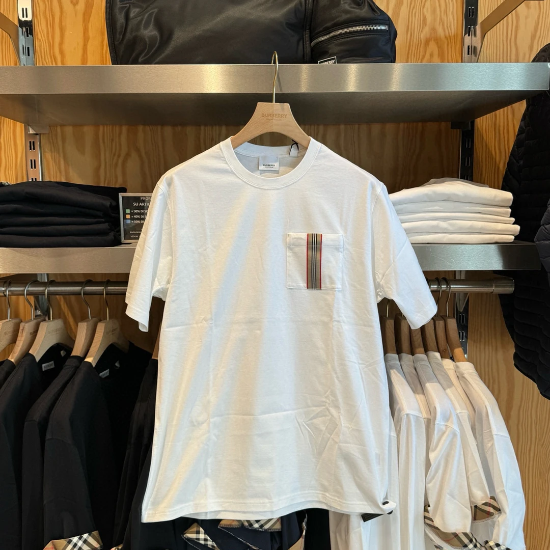 未使用 BURBERRY/博柏利 巴宝莉男装彩虹条纹圆领短袖T恤80847791