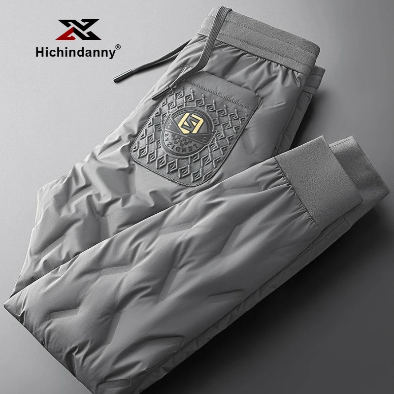HICHIN保暖加厚羽绒裤白鸭绒男冬季御寒防水户外穿压胶小脚休闲裤