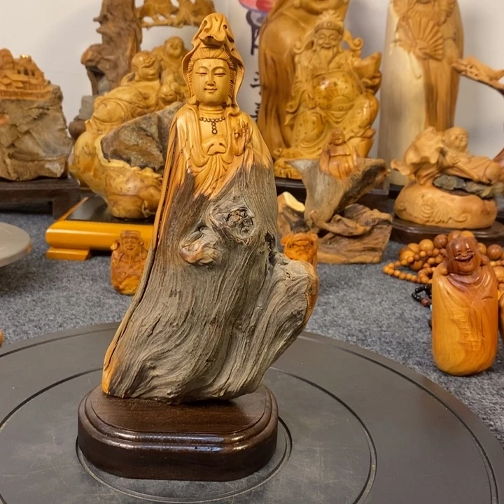 柏木（崖柏）太行崖柏观音摆件根雕工艺品