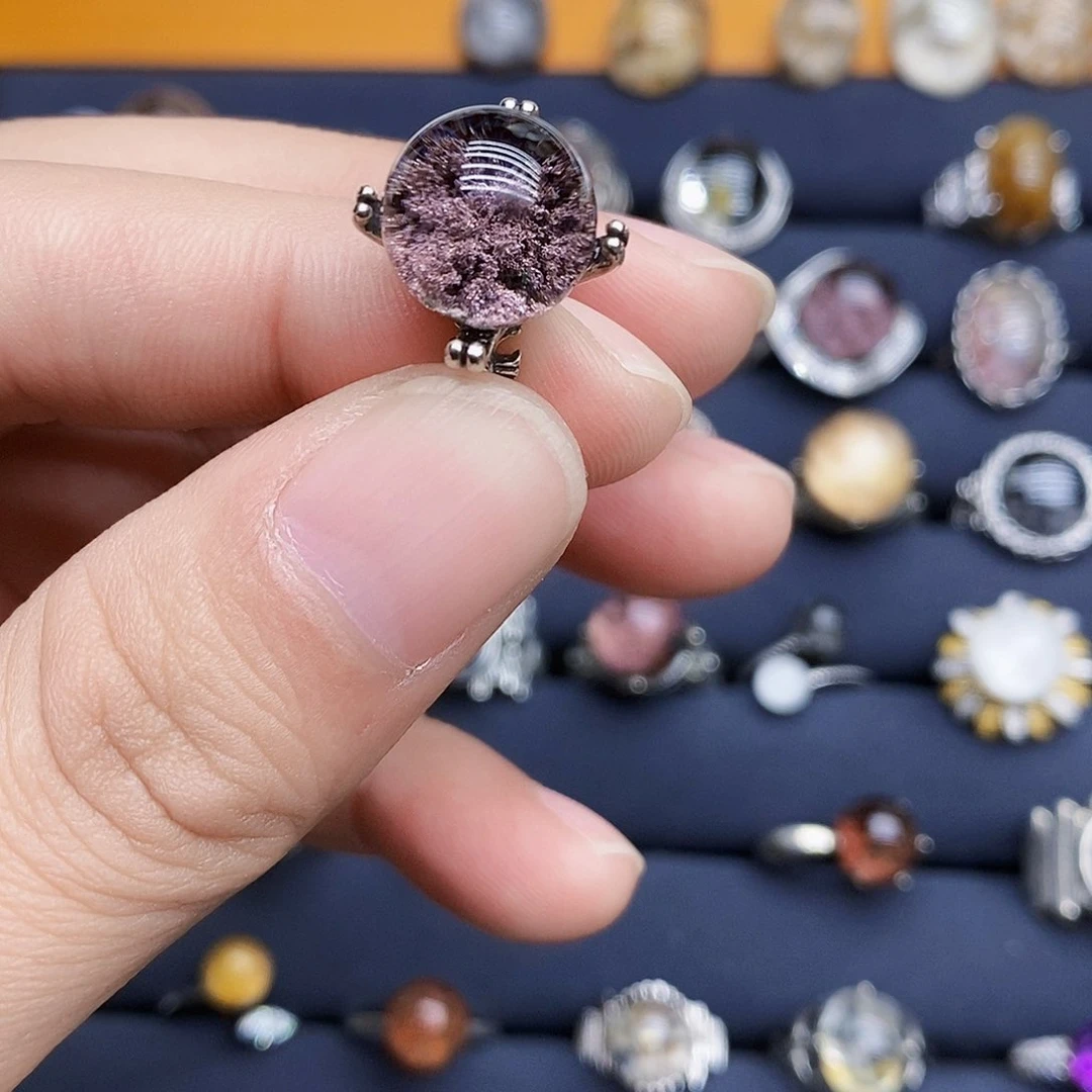 水晶戒指银S925镶嵌M*天然水晶戒指