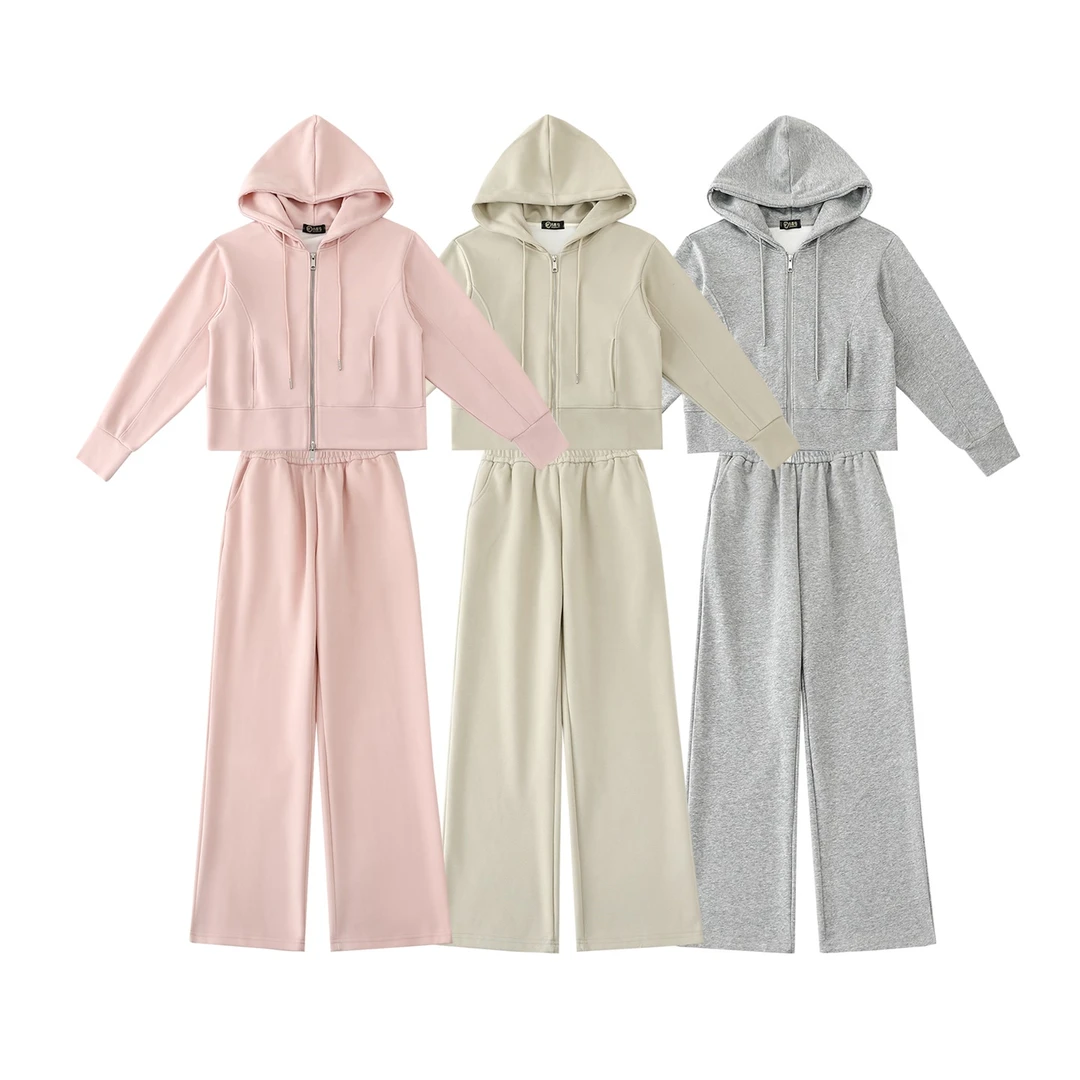 【热销套装】女士连帽运动时尚开衫拉链套装 8240075