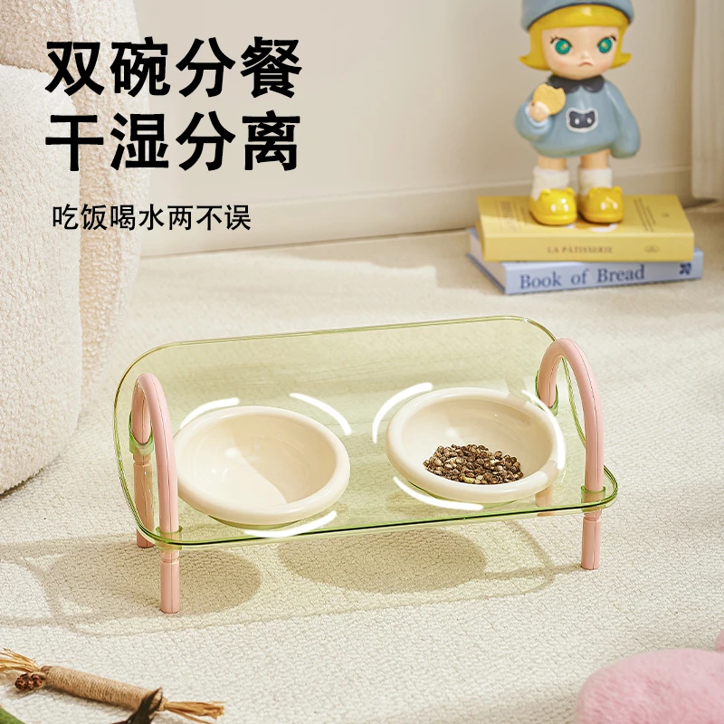兼至猫碗狗碗宠物双碗食盆狗盆猫咪水碗替换防漏食可放置可水洗