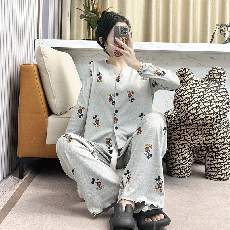 睡衣女春秋季长袖薄款卡通休闲简约韩版宽松家居服套装TZ121-JL