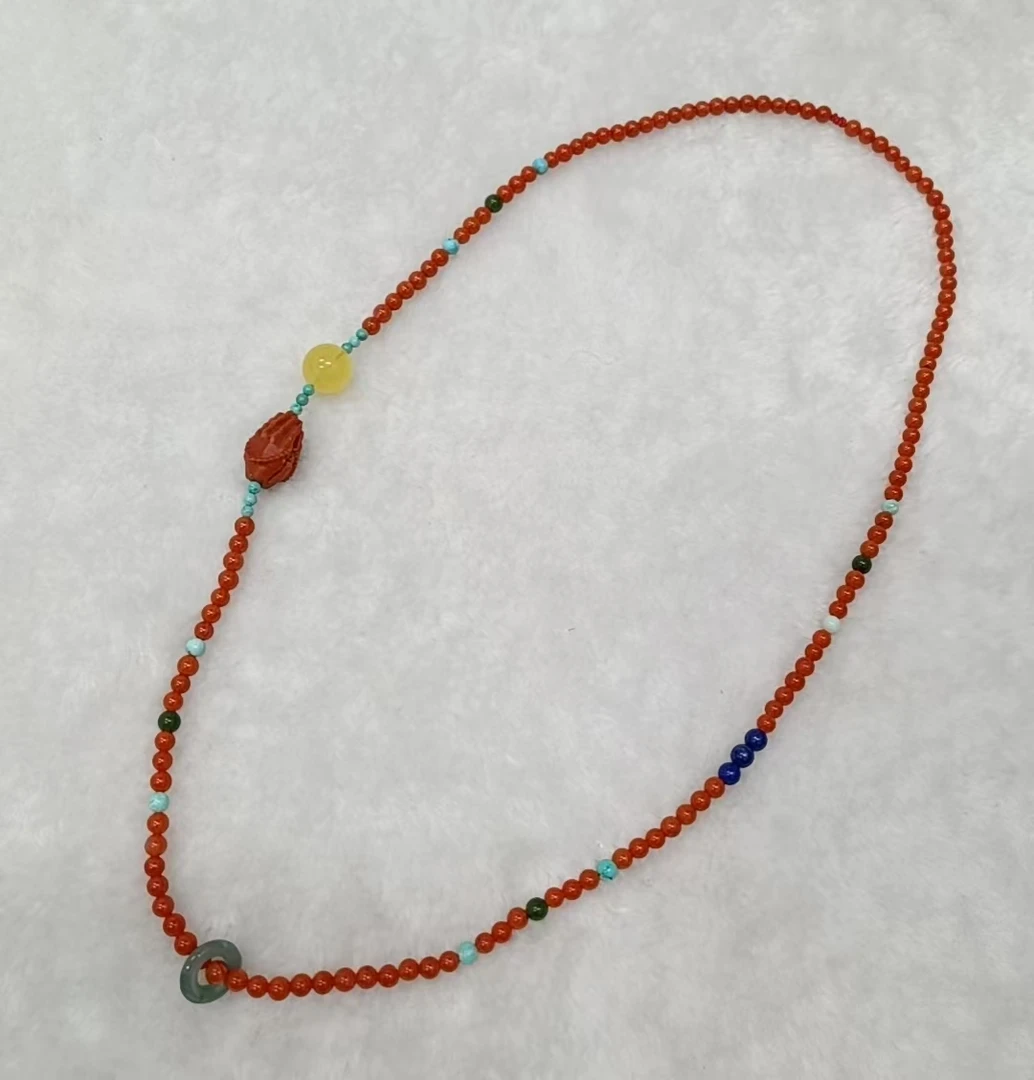 非金属布艺项链 0226-001红珠顶礼 时尚简约个性百搭精美精致潮流