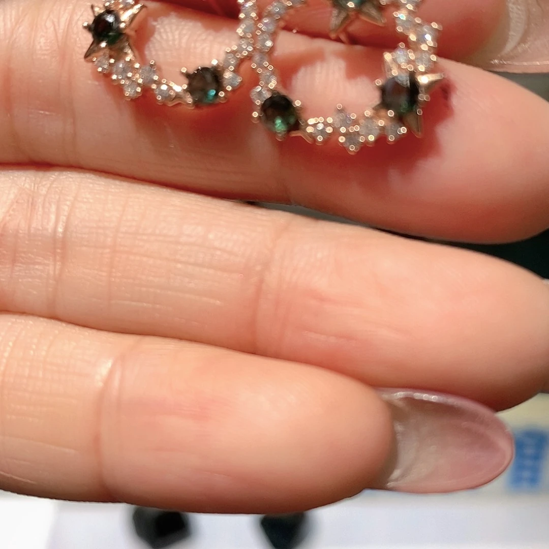 耳钉蓝宝石银S925镶嵌