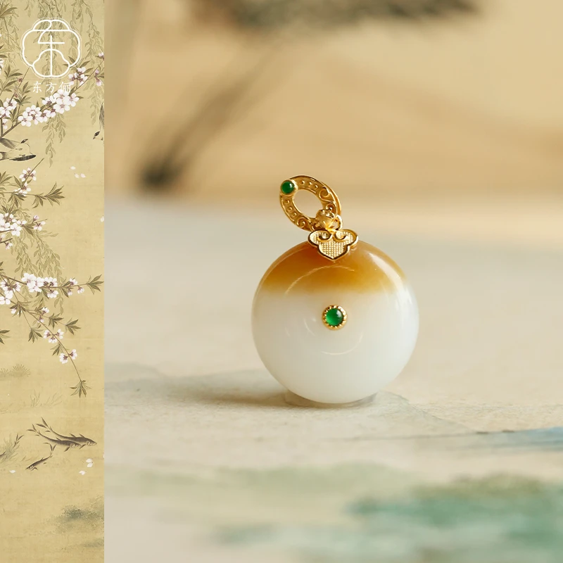 东方俪DOFUNLY【幽清环】和田玉平安扣美拉德镶嵌18K金吊坠TYDZ浮岚