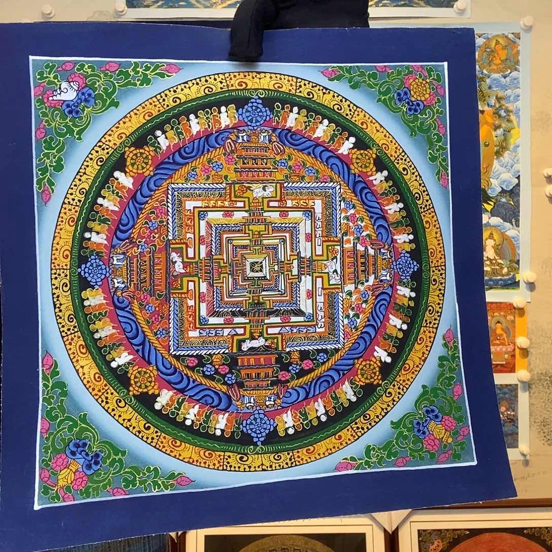 卷轴画纯手绘坛城唐卡27厘米左右