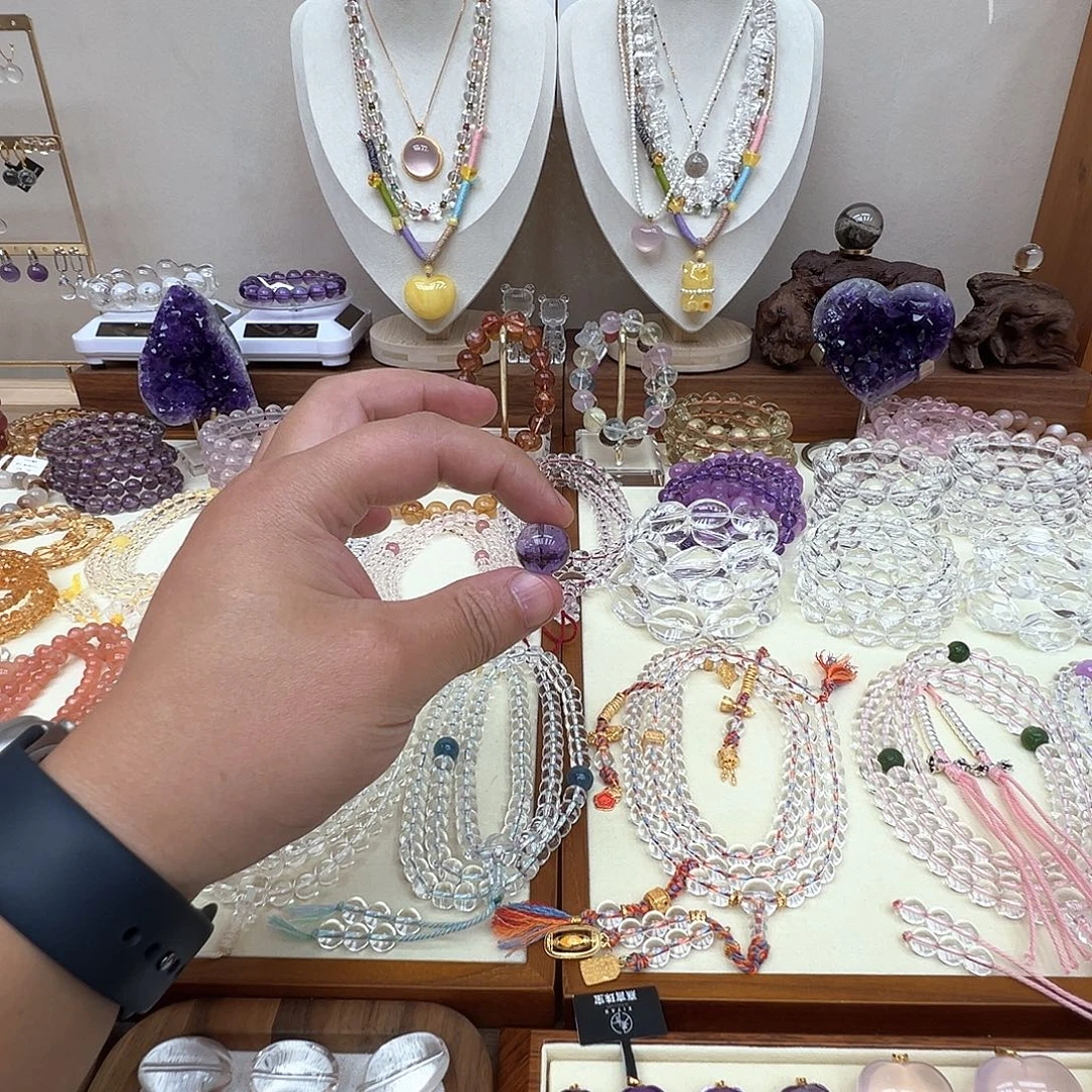 水晶珠宝半成品未镶嵌纯天然全净巴西紫水晶卡15m单珠