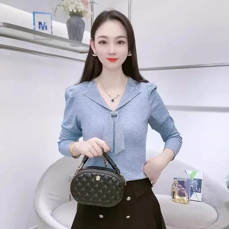 时尚V领长袖T恤女2025春季新款设计感洋气显瘦体恤衫百搭小衫上衣