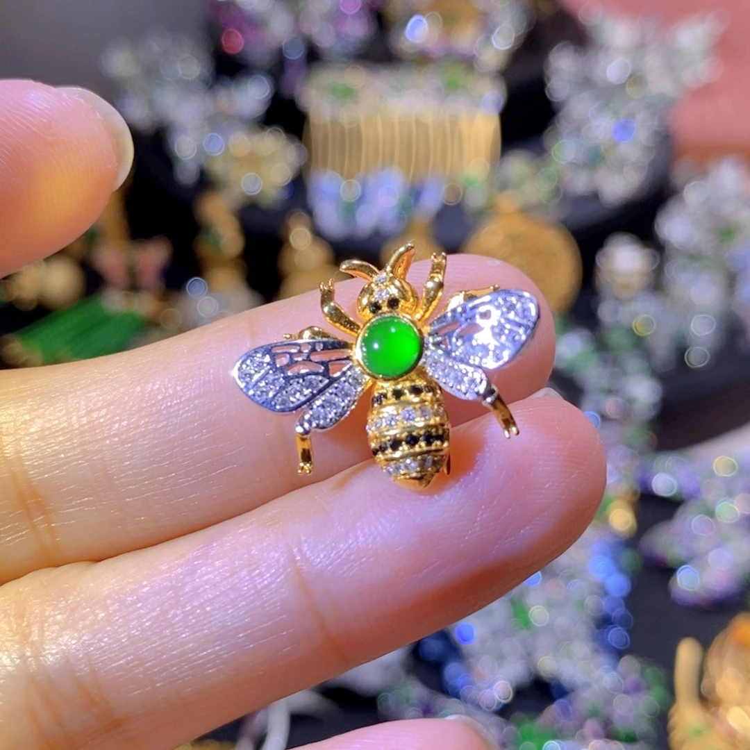 吊坠(不含链)银S925镶嵌翡翠