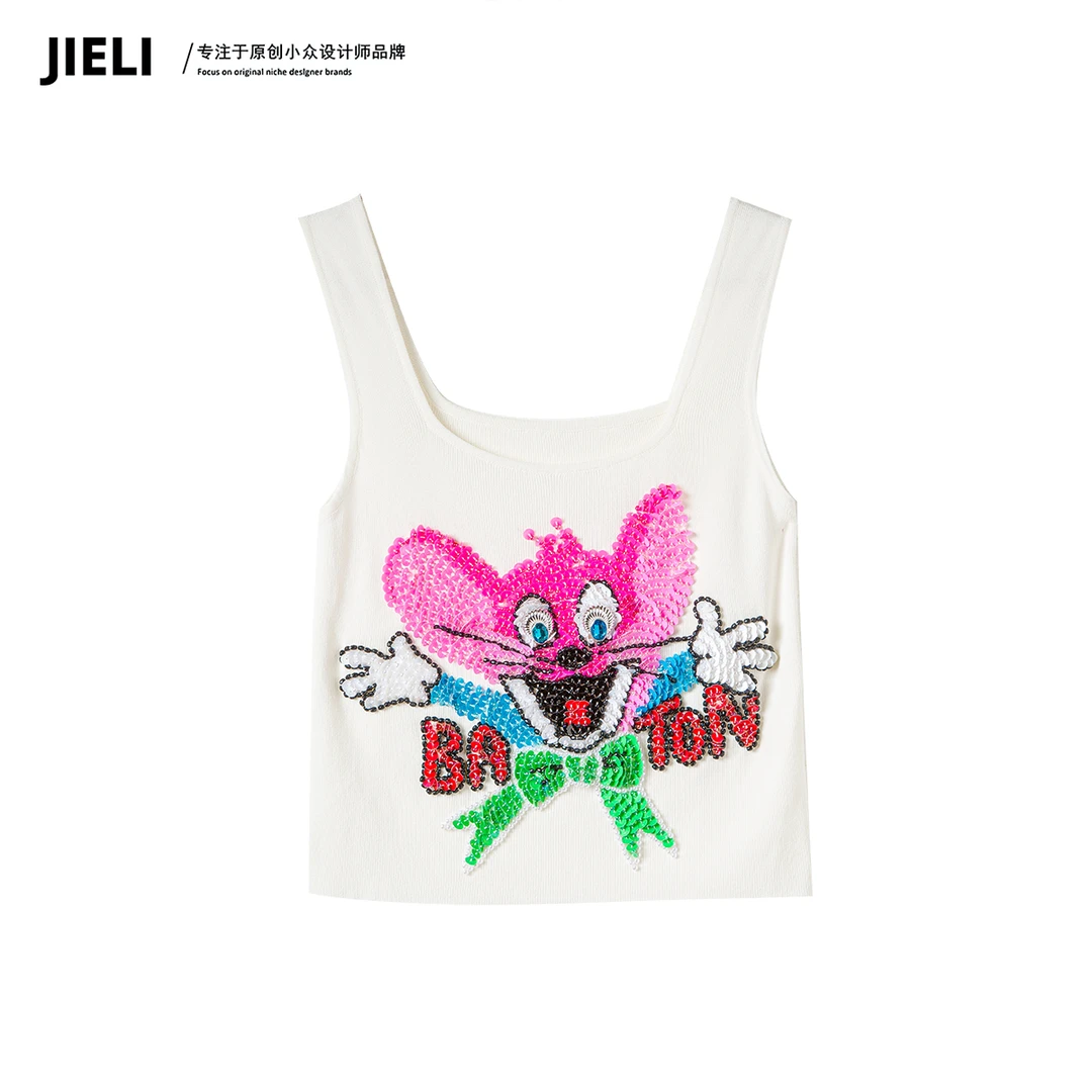 JIE LI/街力设计师定制款内搭白色背心女S8250