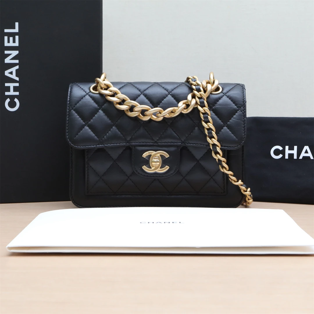 95新 Chanel/香奈儿 【娇】23S 手柄邮差包 19皮革C 芯片 275033