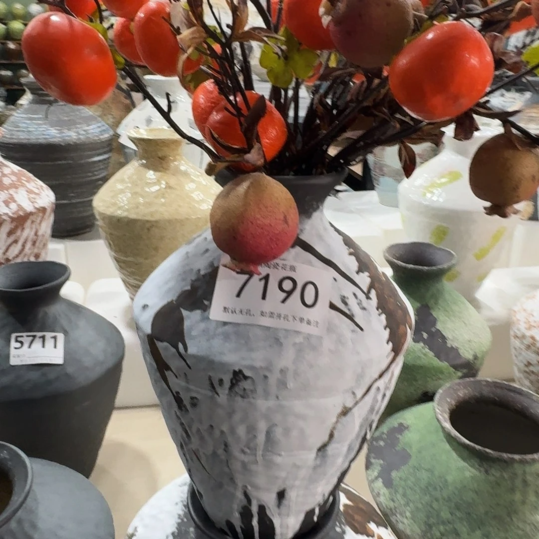 横***）陶摆件景德镇高温花瓶编码7190高33口7默认无孔
