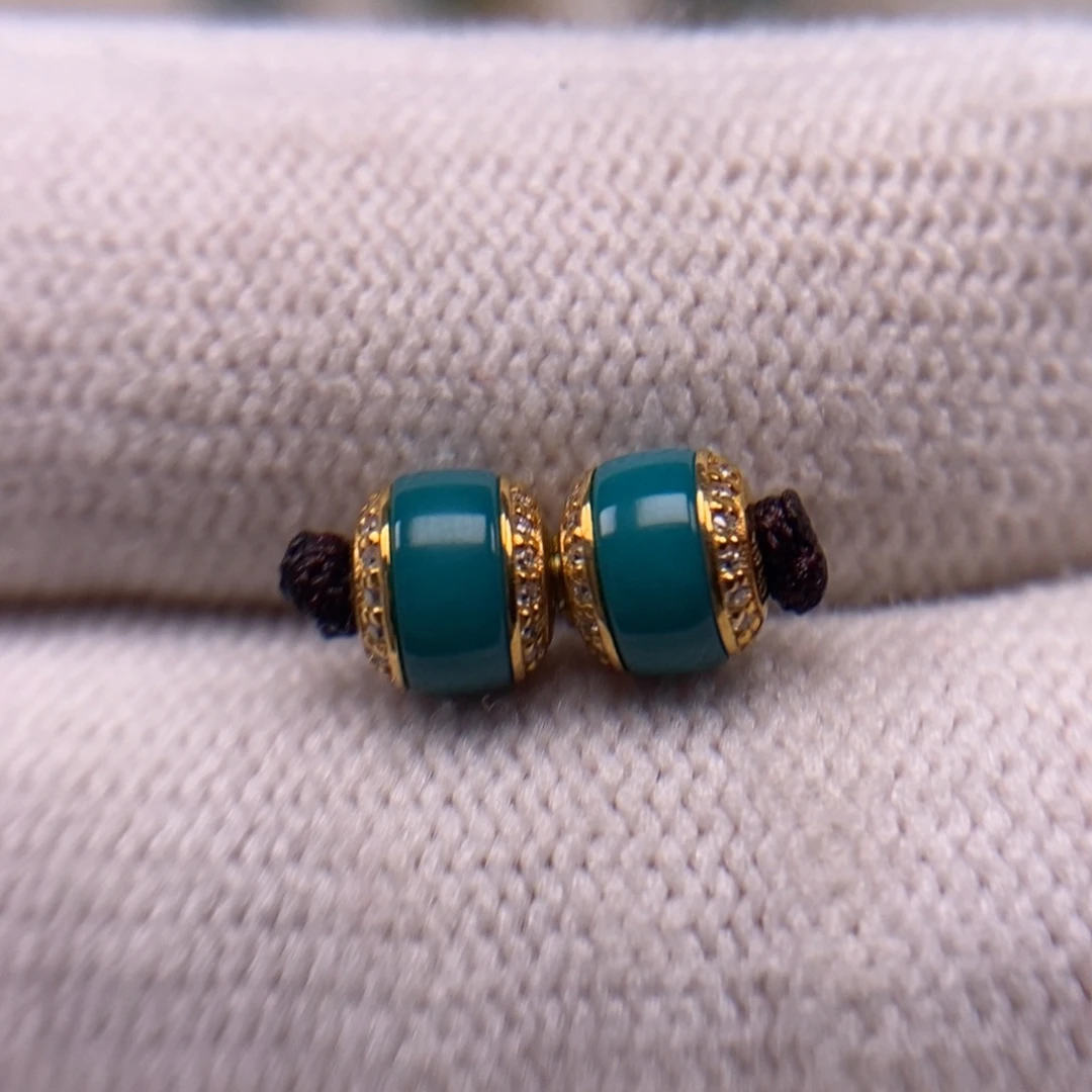 未镶嵌绿松石汉堡对珠6mmAA500