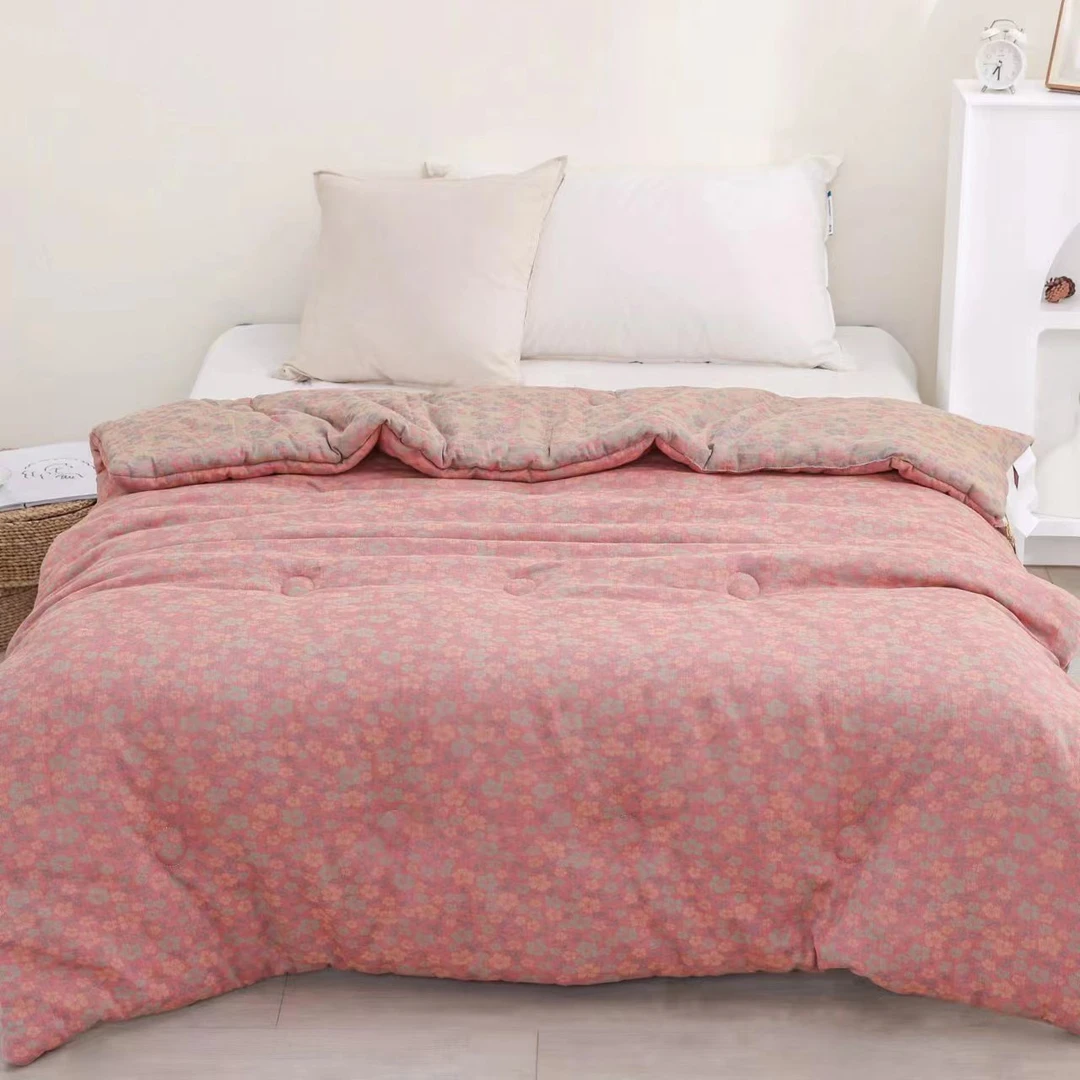 【田园粉】纯棉双层纱亲肤柔软春秋被新款细纱轻奢舒适亲肤多功能被