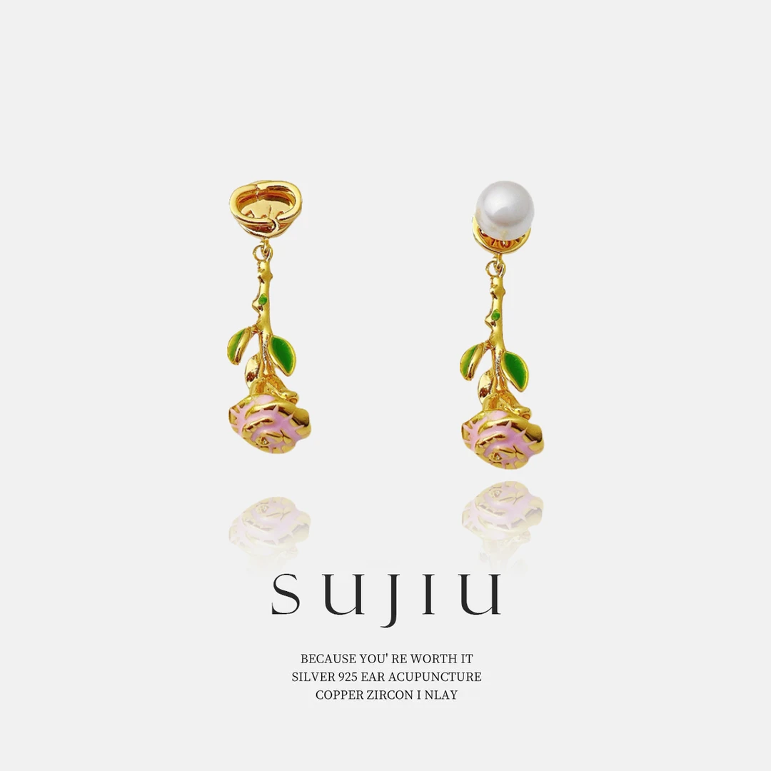 铜合金耳饰 《陌上花开》法式彩色气质手工可爱耳钉耳环耳坠7425