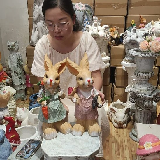 合成树脂树脂胡萝卜兔一对
