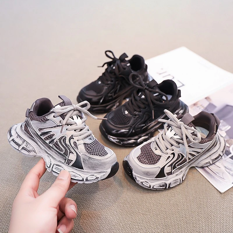 2025春季儿童运动鞋软底男童跑鞋3-12岁中大童鞋子透气女童老爹鞋