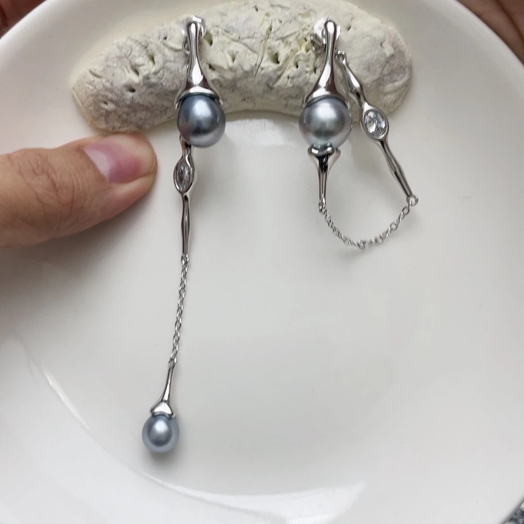 海水珍珠耳饰银S925镶嵌小*包