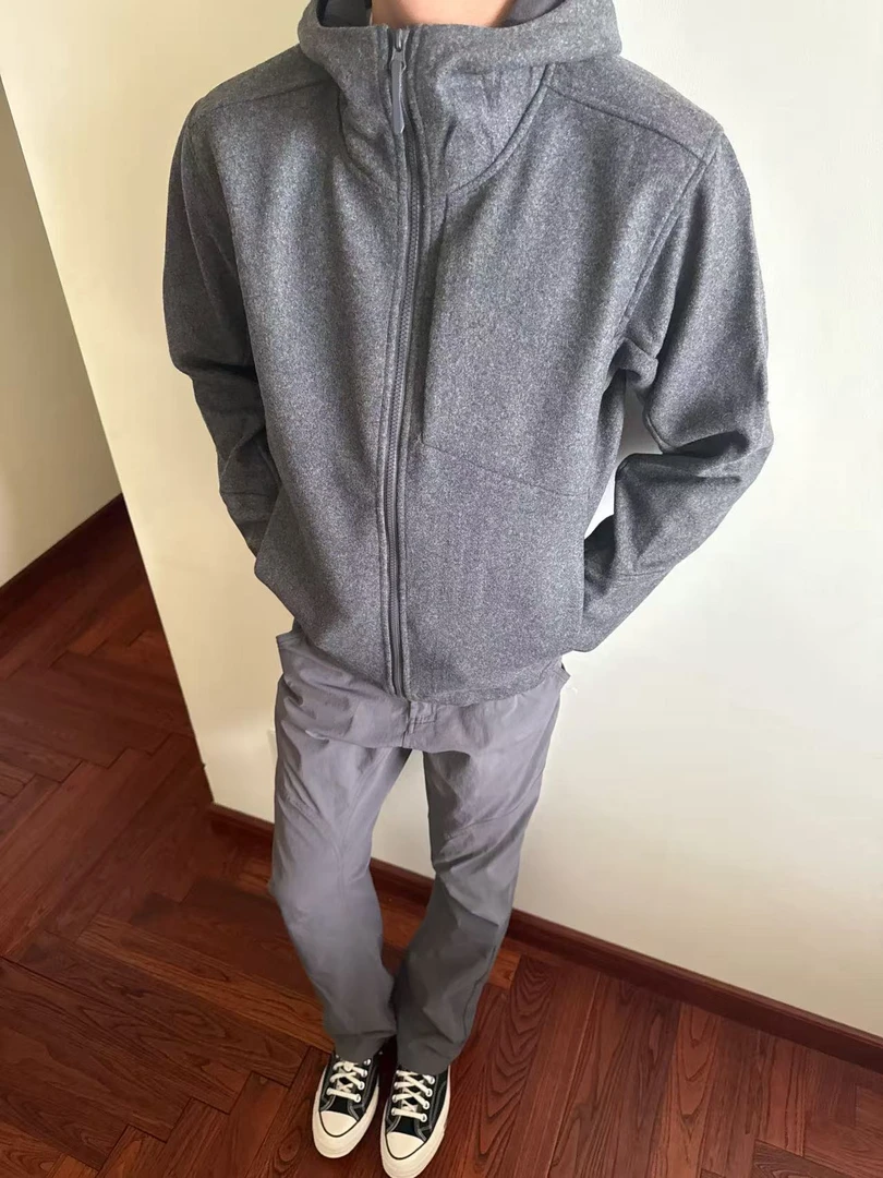 ZHMA羊毛呢抓绒冲锋衣休闲拉链外套茑家系列加绒羊毛外套户外夹克