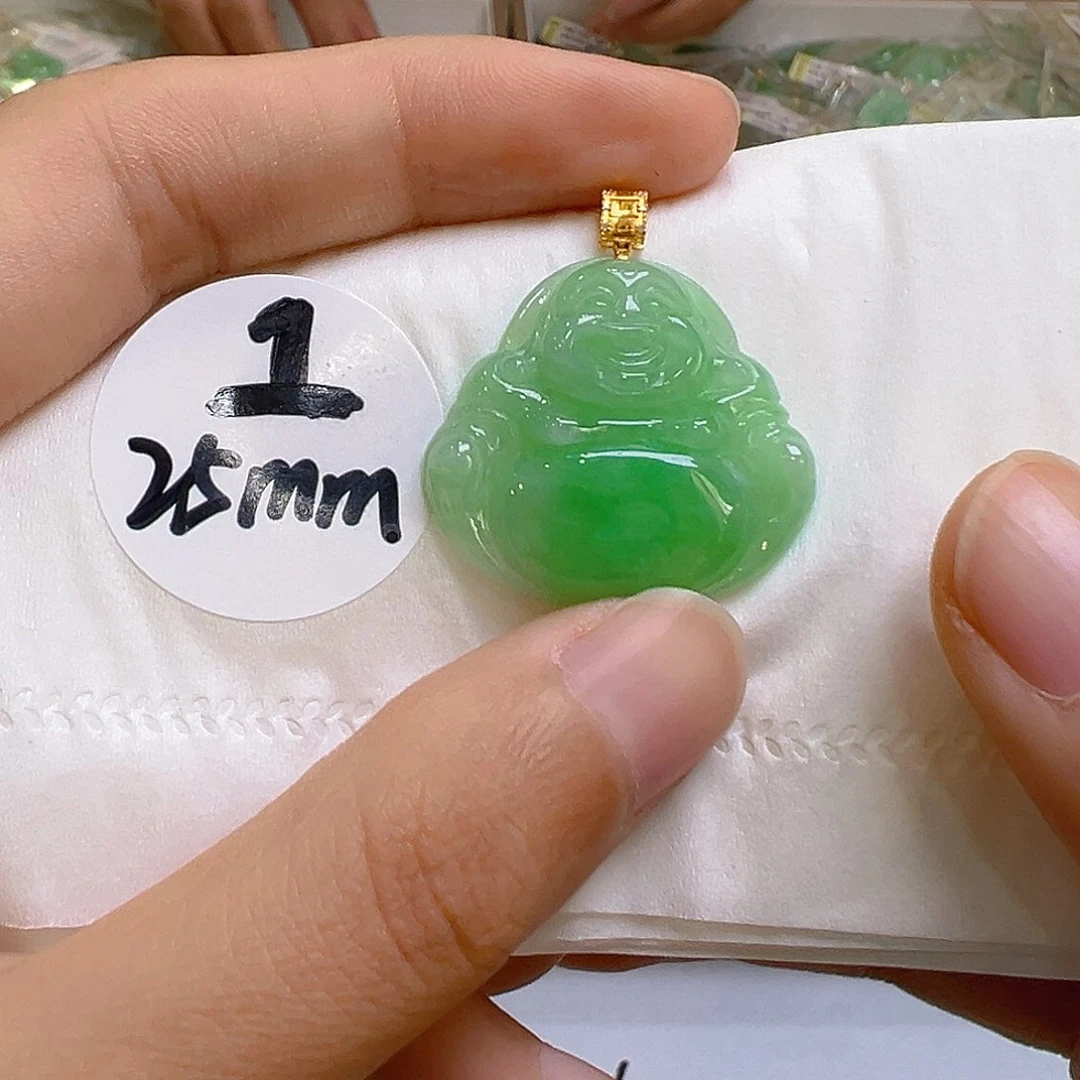 翡翠18K金镶嵌吊坠(不含链)翡翠