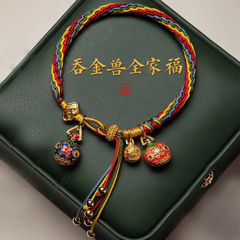 铜合金布艺吊坠 吞金兽男女通用编绳民族风情侣饰品欧若精灵风