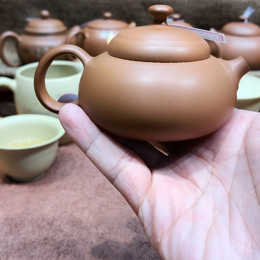 泥塑怪**花放漏迷你红色尽心壶100毫升瑕疵