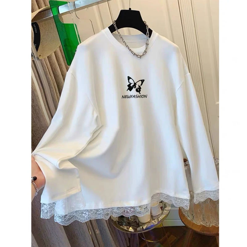 早春显瘦搭配鲨鱼裤打底衫女t恤慵懒风遮臀部百搭ins秋冬宽松上衣